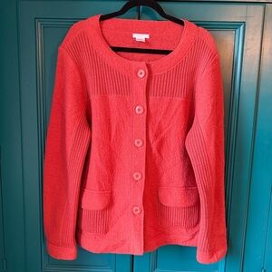 Laura Ashley Rust Orange Wool Cardigan Sweater – Classic ButtonTextured Knit XL